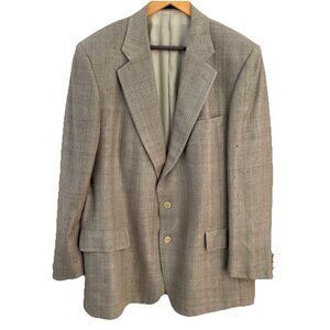 Countess Mara Men’s 100% Silk Sport Coat Blazer Jacket Size 43R Beige Slub Weave